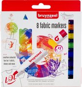 Afbeelding van Bruynzeel textielstiften - 8 stuks - fabric markers