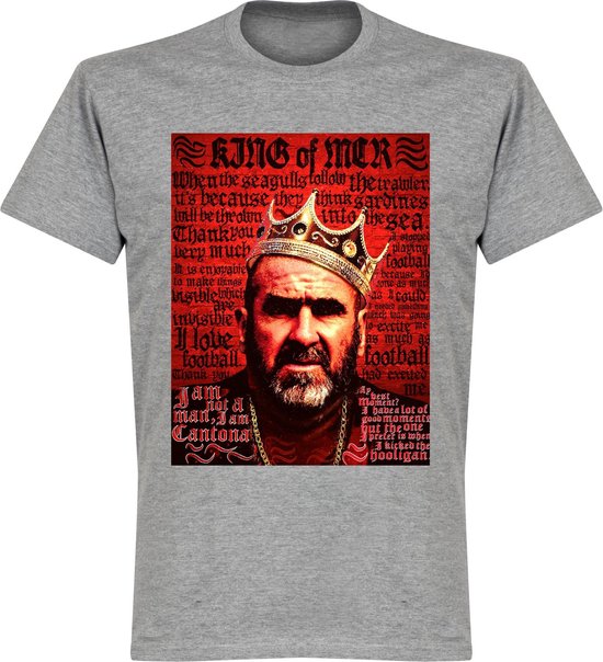 King Cantona Old Skool T-Shirt - Grijs - M
