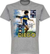 Diego Maradona Boca Old Skool T-Shirt - Grijs - XXL