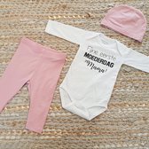 MM Baby rompertje met tekst eerste moederdag mama cadeau geboorte meisje jongen set met tekst aanstaande zwanger kledingset pasgeboren unisex Bodysuit | Huispakje | Kraamkado | Gif