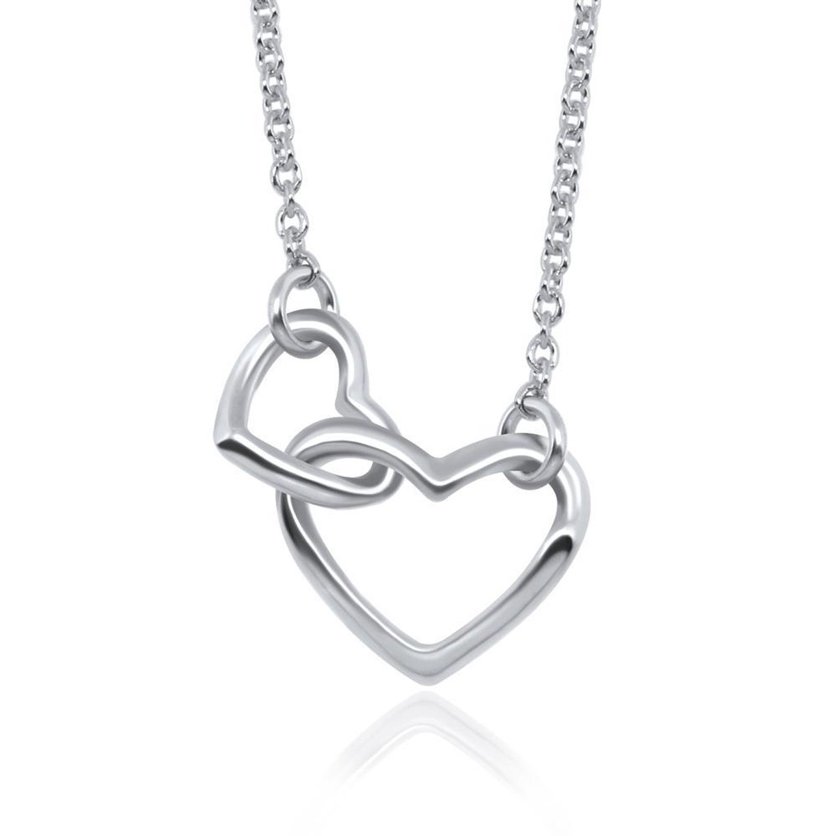 Dubbele ring ketting Silver Plated