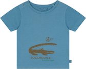 Smitten Organic - Voetballende Krokodil Katoen T-Shirt - Vivid Denim