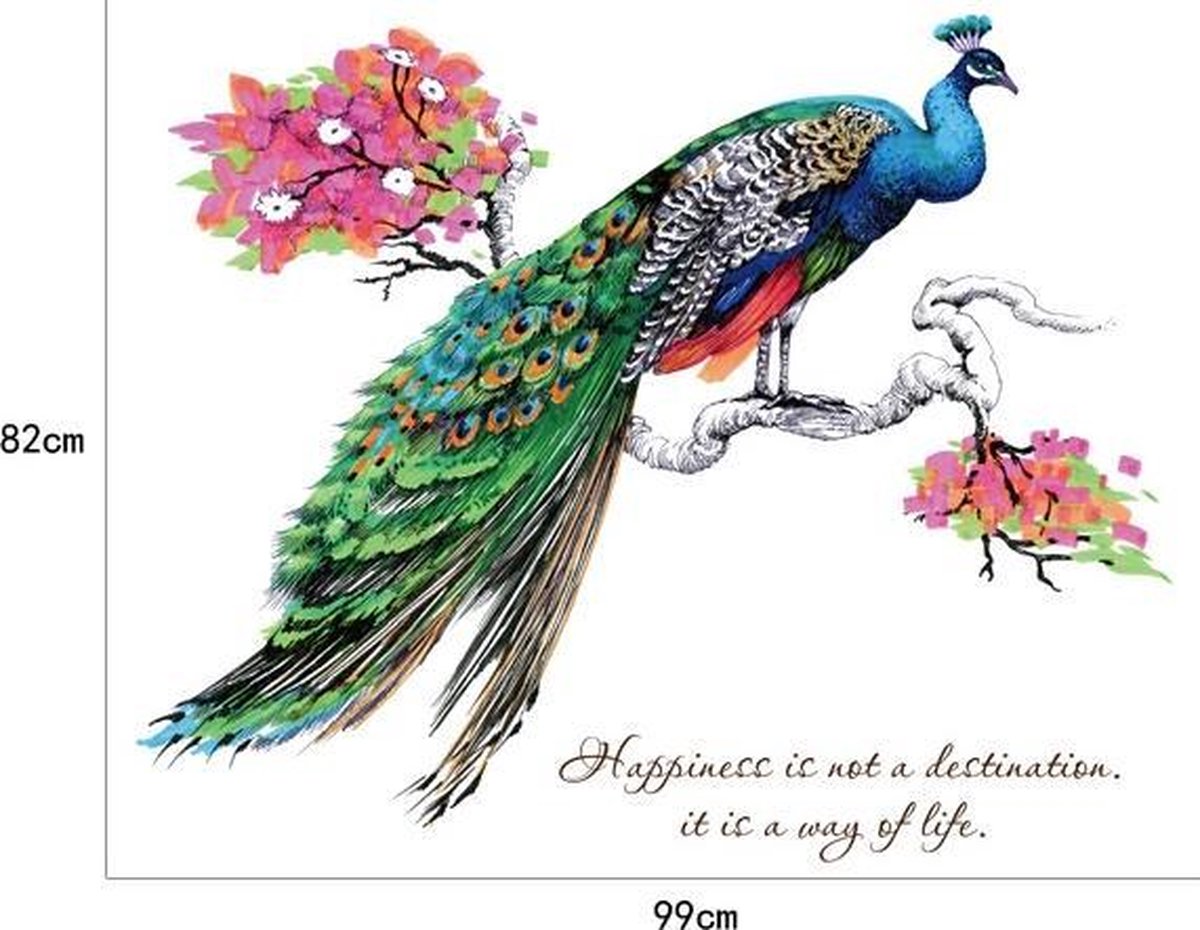 Muursticker van Sierlijke Pauw 99 x 82cm | bol.com