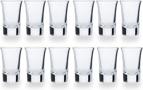 12x Shotglazen/borrelglaasjes 35 ml/4,4 x cm glas - Shotjes glazen | bol.com