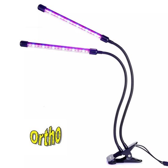 Ortho® - LED Groeilamp - Bloeilamp - Kweeklamp - Grow light - Groei lamp met 2 Lange lampen met Flexibele lamphouder - Klem spotje - 2x - Ortho