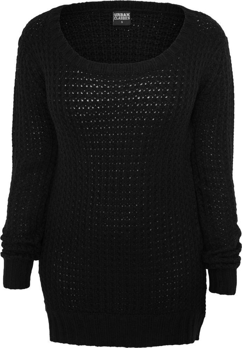 Dames trui Ladies Long Wideneck Sweater Zwart