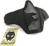 Tactical Airsoft CS beschermende kleding Strike staal halfmasker met 2 riem voor jacht Paintboll Kleur Black