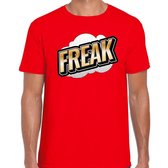 Freak fun tekst t-shirt voor heren zwart in 3D effect L