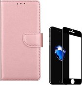 iPhone 7 / 8 / SE 2 2020 - Bookcase rose goud - portemonee hoesje + 2X Full cover Tempered Glass Screenprotector