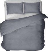 Dekbedovertrek Flanel - Effen Uni - 200 gram/m2 - 100% Katoen Flanel - Antraciet 1-Persoons (140 x 220 cm + 1 kussensloop 60 x 70 cm)