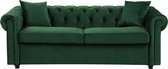 Bol.com Slaapbank CHESTERFIELD Fluweel Smaragdgroen 3-zitter aanbieding