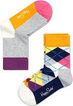 Happy Socks Sokken Kids Socks 2-Pack Argyle Grijs Maat:12-24 mnd