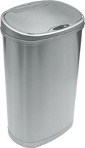 Prullenbak Dubbel Met Sensor Modern - Ninestars - 50L - RVS | Zilver | Afvalscheiding