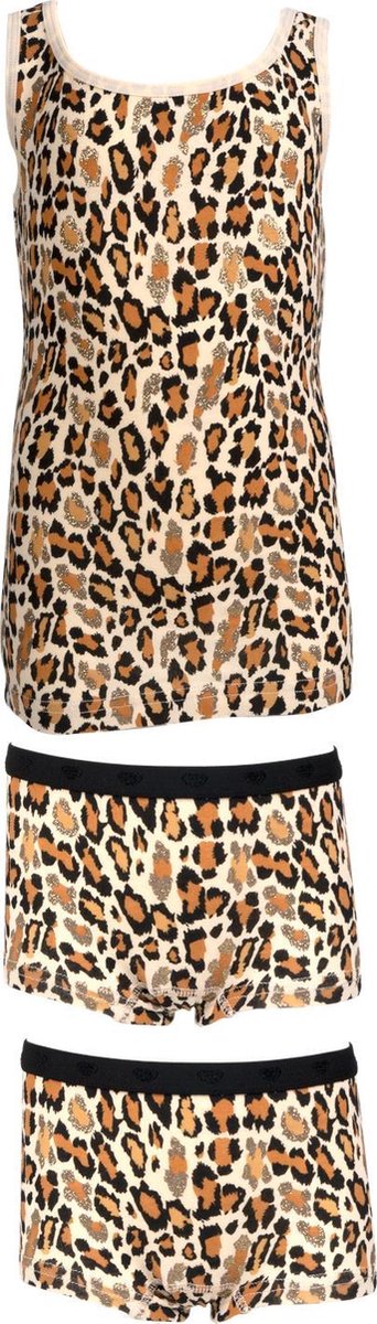 Funderwear | Luipaard Glitter Print Hemd + 2 Boxers Goud | Goud | Maat 110