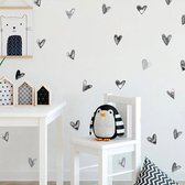 Muurstickers Kinderkamer & Babykamer - Wanddecoratie - Hart - Hartjes - Zwart/Wit3 - 24 stuks