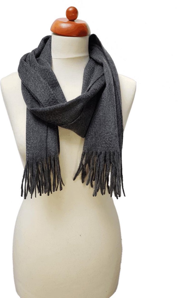 cashmere sjaal dames - cashmere sjaal heren - kasjmier sjaal - luxe sjaal - Luxe ThannaPhum Cashmere sjaal 30 bij 164 cm - grijs