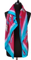 ThannaPhum luxe zijden sjaal - Rood met blauwe rand - Oosters design 100 x 100 cm