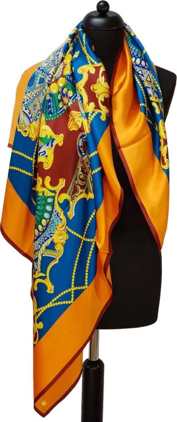 ThannaPhum luxe sjaal - Oranje Oosters design 100 x 100 cm | bol.com