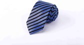 Zijden stropdassen - stropdas heren ThannaPhum Zijden stropdas blauw met zwarte streep