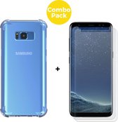 Samsung S8 Telefoonhoesje met 2 x Screenprotector | Siliconen Tpu ShockProof Back Cover | Gehard Beschermglas | Transparant