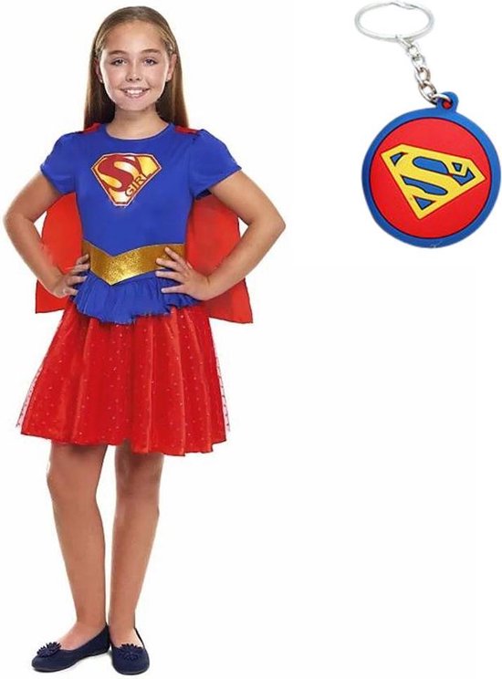 Superman super girl superheld verkleed jurk meisje 104-110 + GRATIS... | bol.com