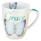 Botanic Butterfly Blessings Blue Grace Mug - Ephesians 2:8