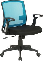 Bureaustoel - Kantoorstoel - Mobiel - Verstelbare armleuning - Microvezel - Blauw/zwart - 62x52x97 cm
