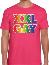 Regenboog XXL gay pride fuchsia t-shirt voor heren S
