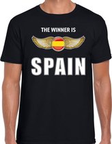 The winner is Spain / Spanje t-shirt zwart voor heren S