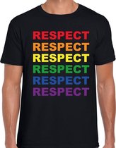 Regenboog Respect gay pride zwart t-shirt voor heren XL