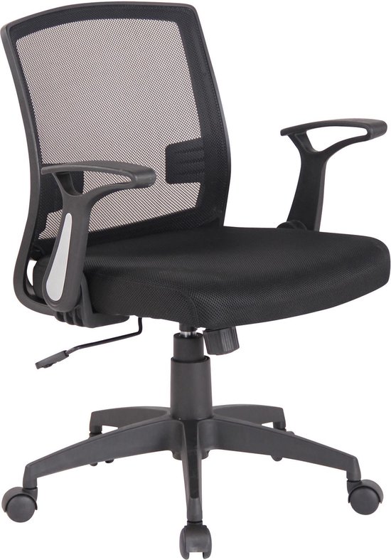 Bureaustoel - Kantoorstoel - Mobiel - Verstelbare armleuning - Microvezel - Zwart - 62x52x97 cm