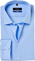 Seidensticker shaped fit overhemd - blauw - Strijkvrij - Boordmaat: 38