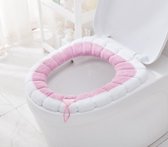 WC-Brilhoesje - Toiletbril cover  - Wasbaar - Herbruikbaar-Wit/Roze