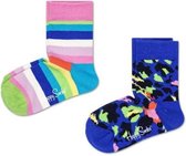 Happy Socks Kids 2-Pack Stripe Socks, 0-12 mnd, Maat 13/21