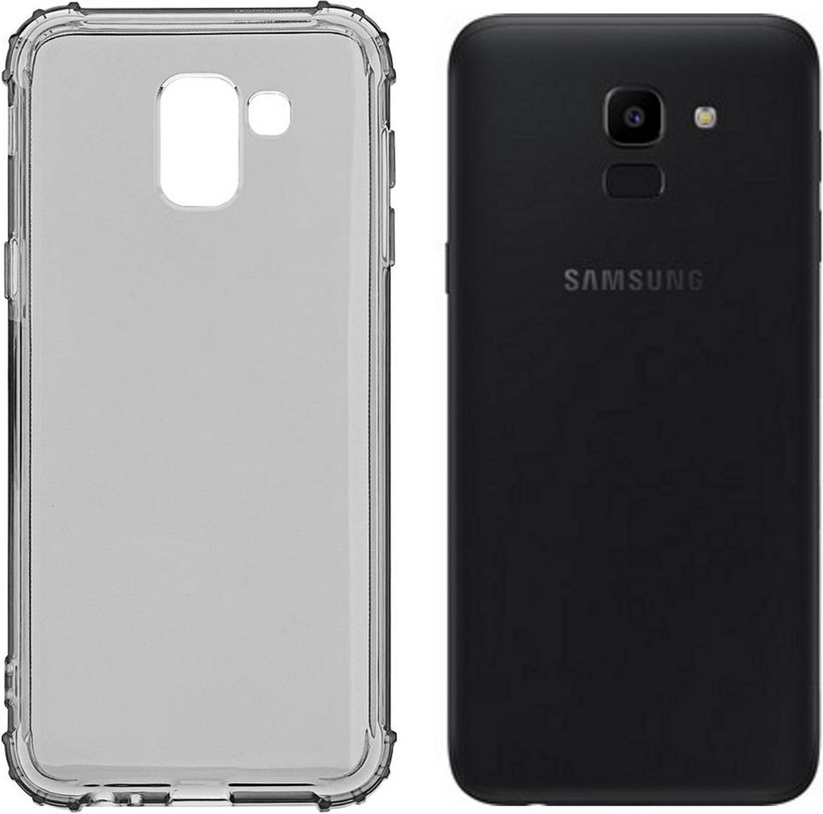 Backcover Shockproof TPU 1.5mm Samsung J6 2018 Transparant Zwart