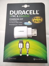Duraceel Fast Charging Lader / Snellader Oplader Adapter / Snel Thuislader met Micro USB Kabel / Datakabel 1 meter / MicroUSB kabel / Micro-USB Kabel / Oplaadkabel
