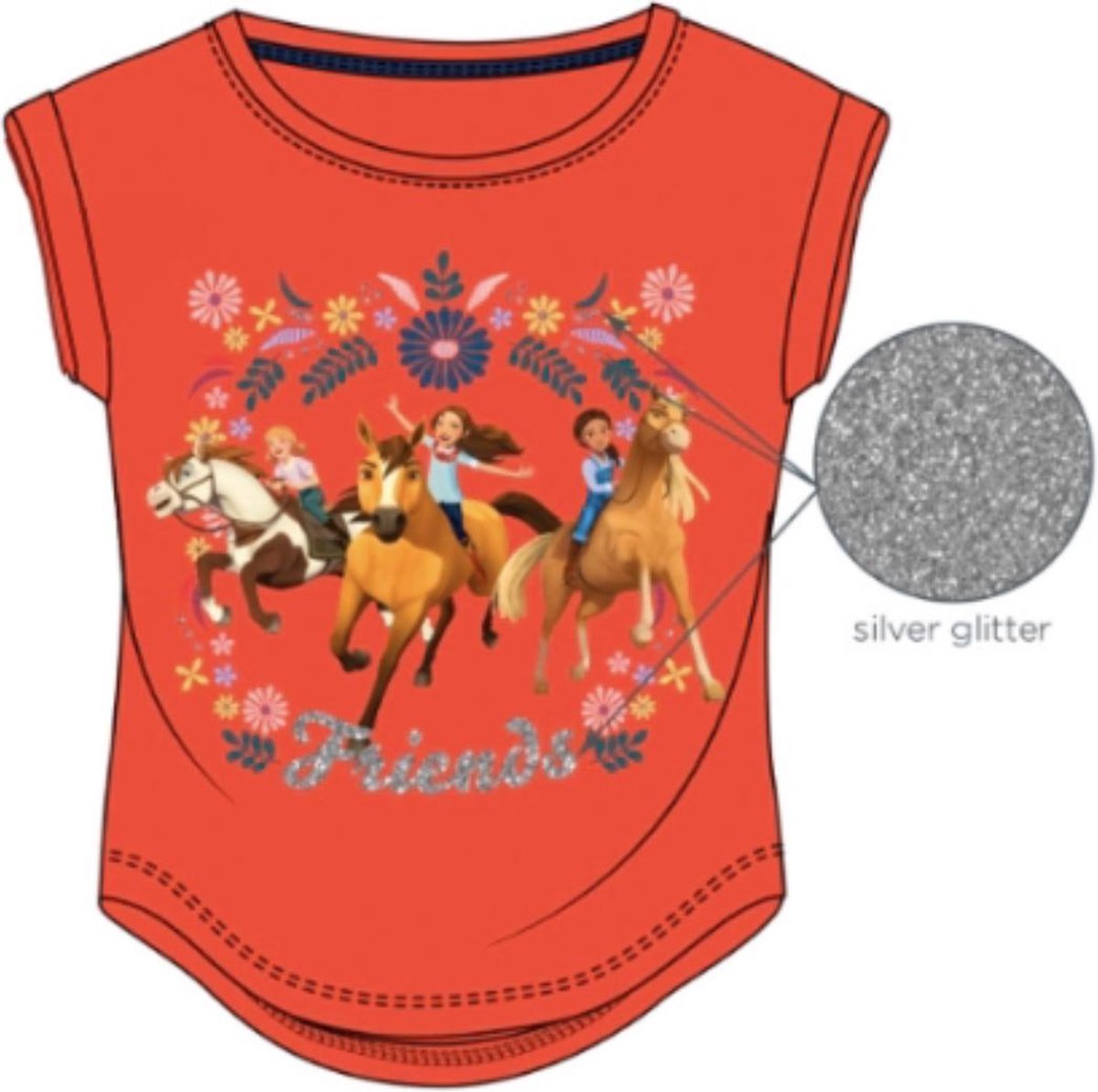 Spirit Riding Free t-shirt - rood - maat 104 cm / 4 jaar