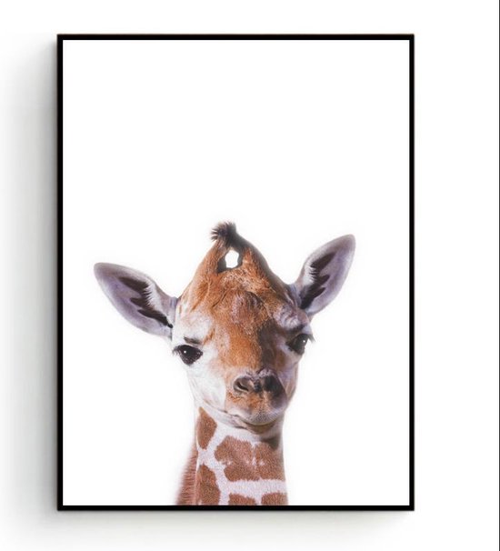 Postercity - Design Canvas Poster Jungle Set Baby Aapje, Zebra, Giraffe, Olifant, Cheeta en Tijger / Kinderkamer / Dieren Poster / Babykamer - Kinderposter / Babyshower Cadeau / Muurdecoratie / 30 x 21cm / A4 - Postercity.nl