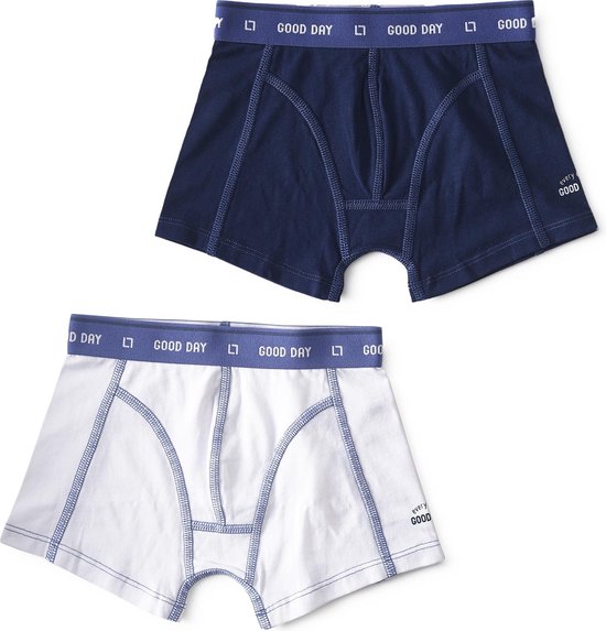 Little Label - boxershorts 2-pack - uni dark blue & white - maat: 98/104 - bio-katoen