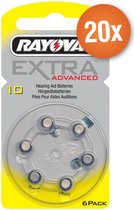 Voordeelpak Rayovac gehoorapparaat batterijen - Type 10 (geel) - 20 x 6 stuks