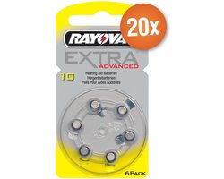 Voordeelpak Rayovac gehoorapparaat batterijen - Type 10 (geel) - 20 x 6 stuks