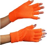 Vingerloze Handschoenen Oranje - One Size - Carnaval - Verkleedkleding - Accessoire