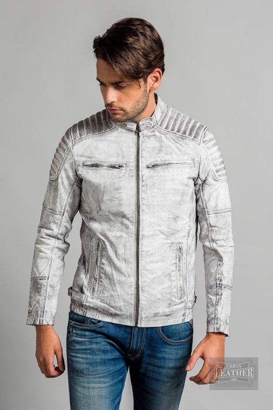 Blouson en cuir d'agneau gris homme Biker Ralph Craft - 3XL