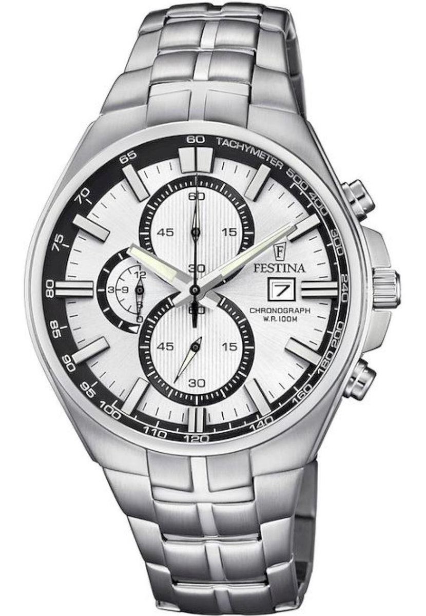 Festina F6862-1 Chronograaf - Polshorloge - Staal - Zilverkleurig - 44mm