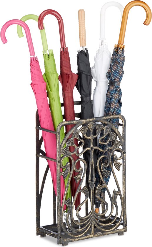 Porte Parapluie Porte-Parapluie Doré de Style Français Rond à 2 Niveaux