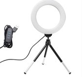 Selfie Ring Led Lamp 26 cm met tripod en telefoonhouder - USB Plug - dimbaar 0 - 100 - voor camera, telefoon, video - make up - life studio