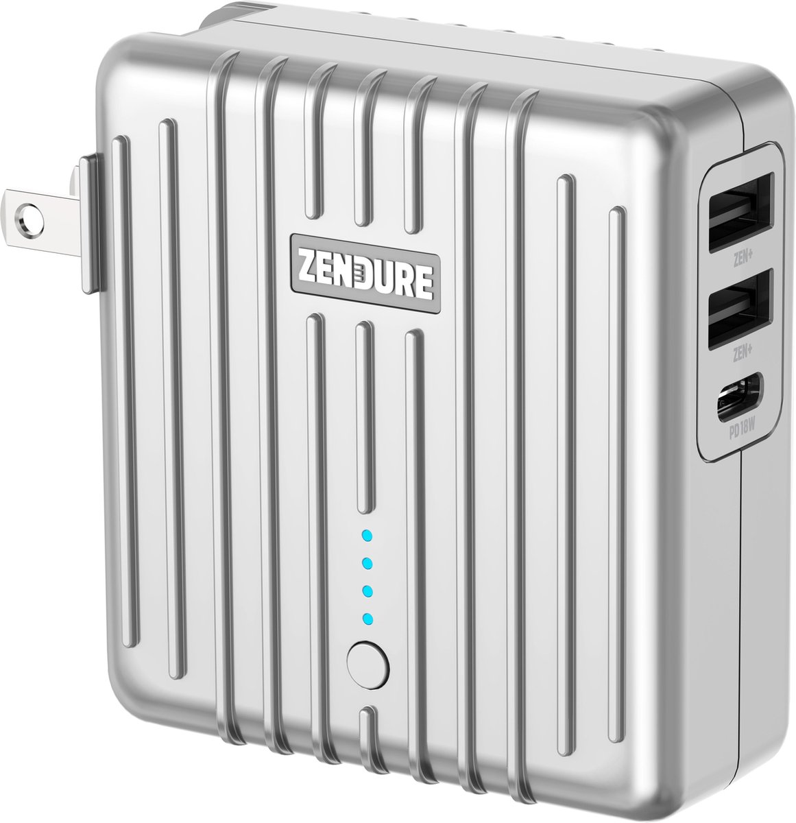 Zendure MIX 2-in-1 Powerbank MIX 2-in-1 met 4 USB-Poorten - Powerbank en Oplader in 1 - 5.200 mAh - Zilver