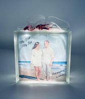 Verlichte Fotoglasblok Liefde/Valentijn/Huwelijk