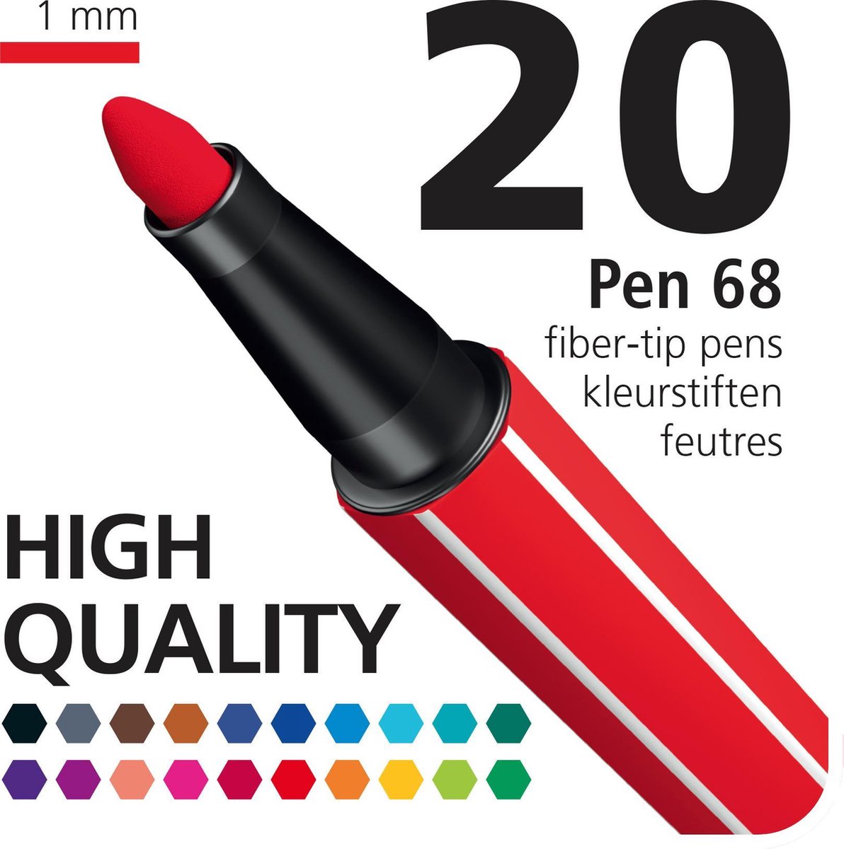 STABILO Pen 68 - Premium Viltstift - ColorParade - Licht Blauw/Turquoise - Set Met 20 Verschillende Kleuren — afbeelding 3