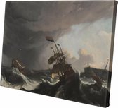 Oorlogsschepen tijdens een storm | Ludolf Bakhuysen | ca. 1695 | Wanddecoratie | Canvas | 30CM x 20CM | Schilderij | Foto op canvas | Oude meesters